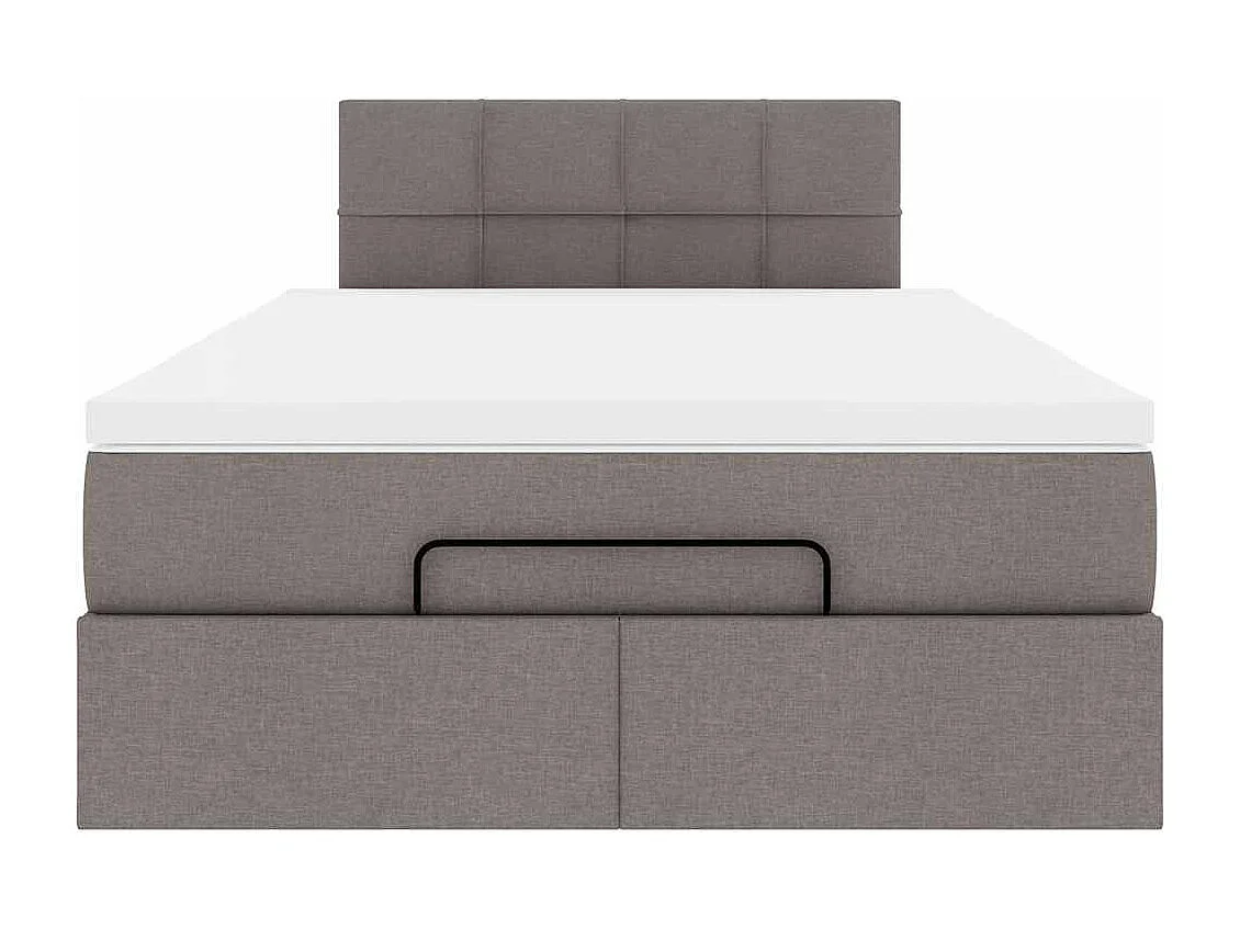 Cadre de lit ottoman avec matelas taupe 120x190 cm tissu