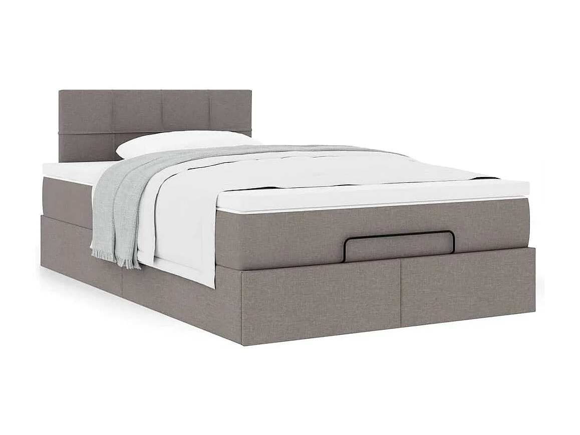 Struttura Letto Pouf con Materasso Tortora 120x190 cm Tessuto