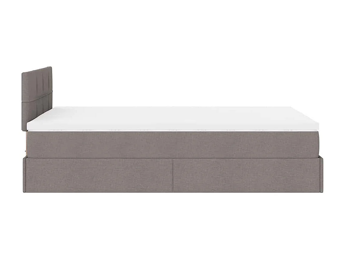 Struttura Letto Pouf con Materasso Tortora 120x190 cm Tessuto