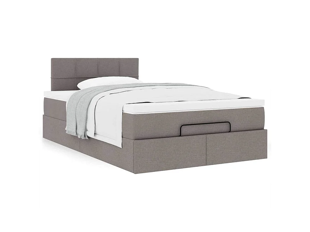 Cadre de lit ottoman avec matelas taupe 120x190 cm tissu