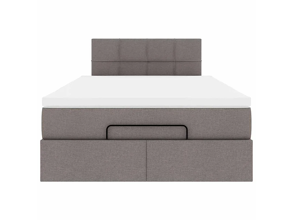Cadre de lit ottoman avec matelas taupe 120x190 cm tissu