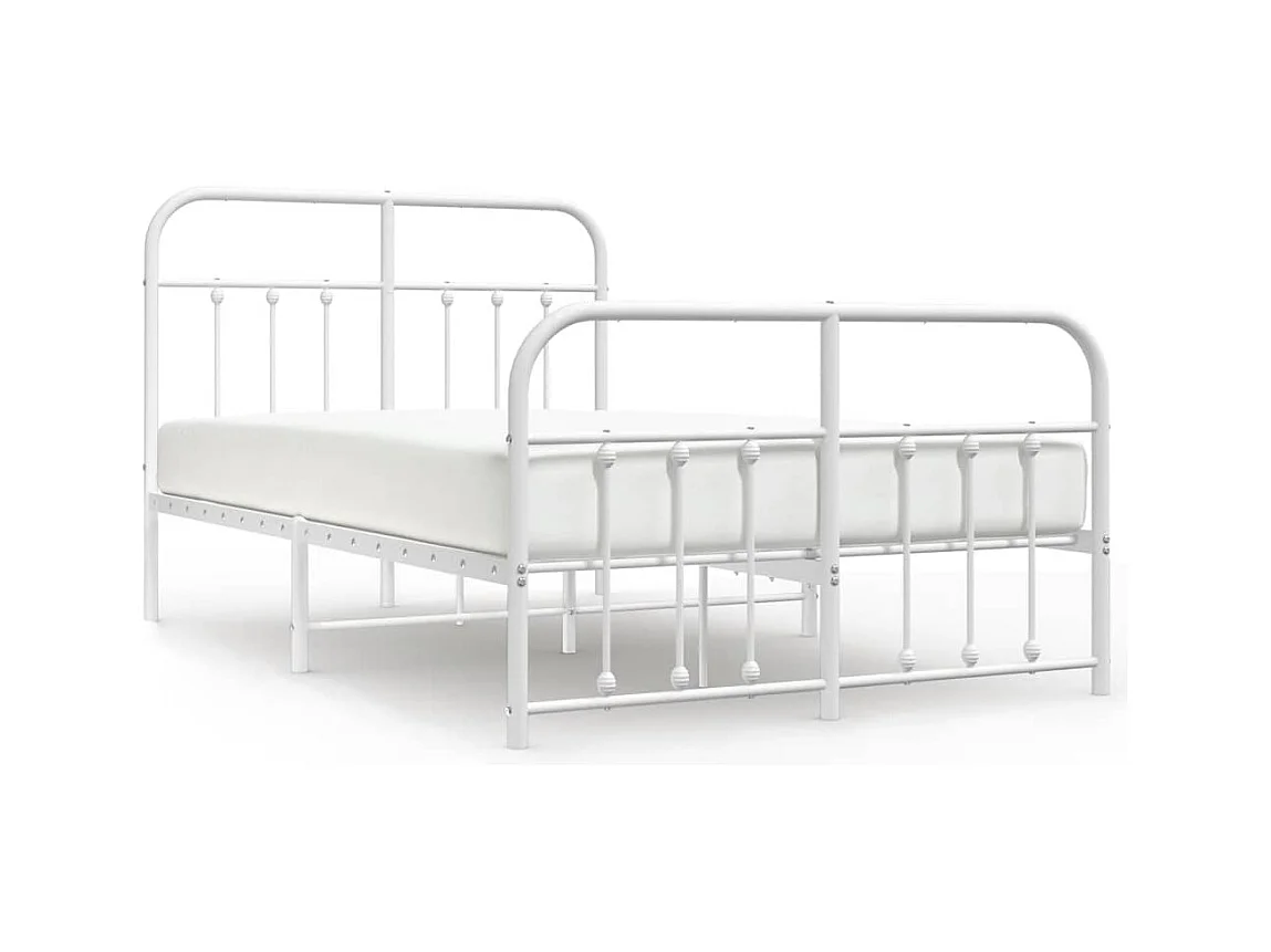 Bettgestell mit Kopf- und Fußteil Metall Weiß 120x200 cm