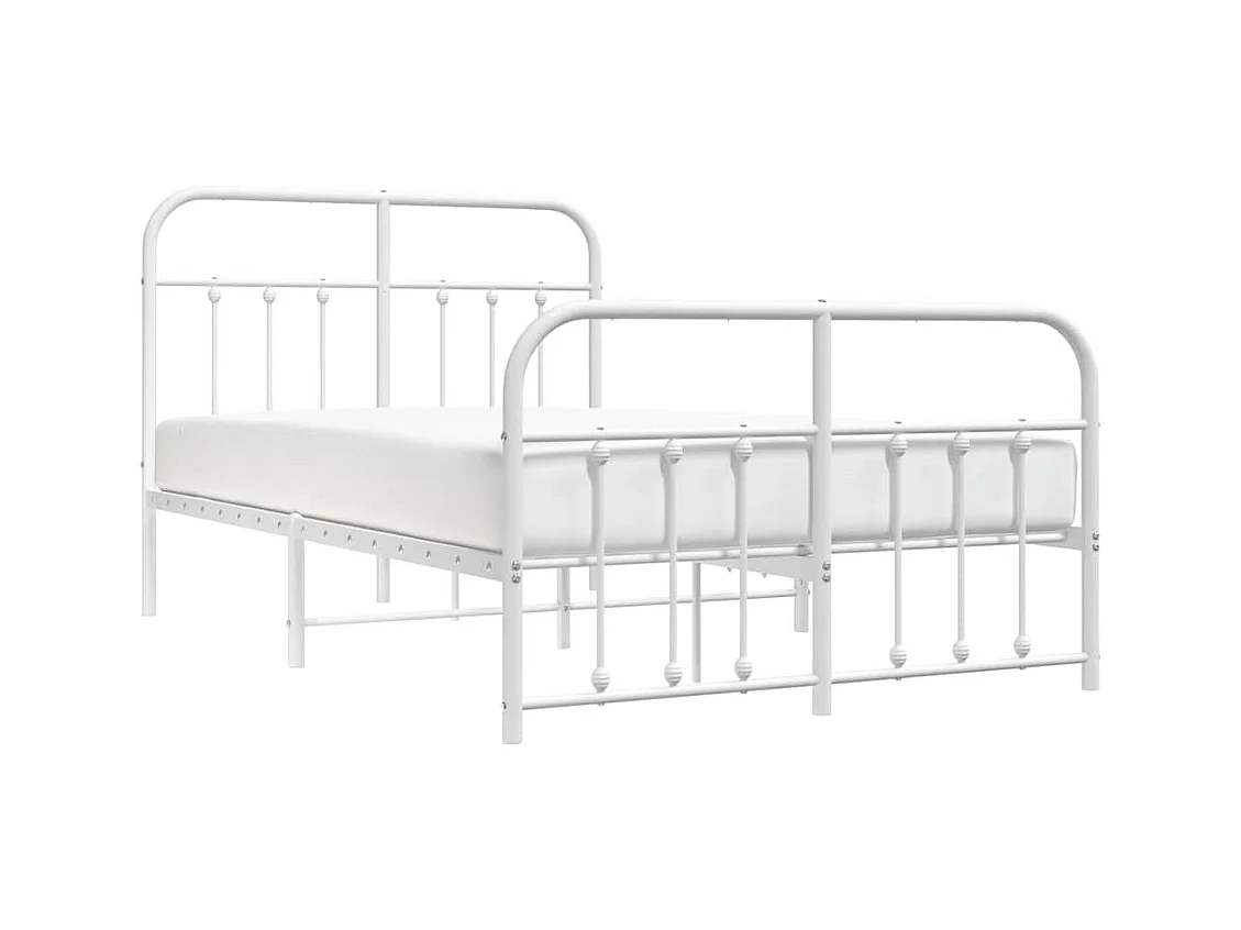 Bettgestell mit Kopf- und Fußteil Metall Weiß 120x200 cm