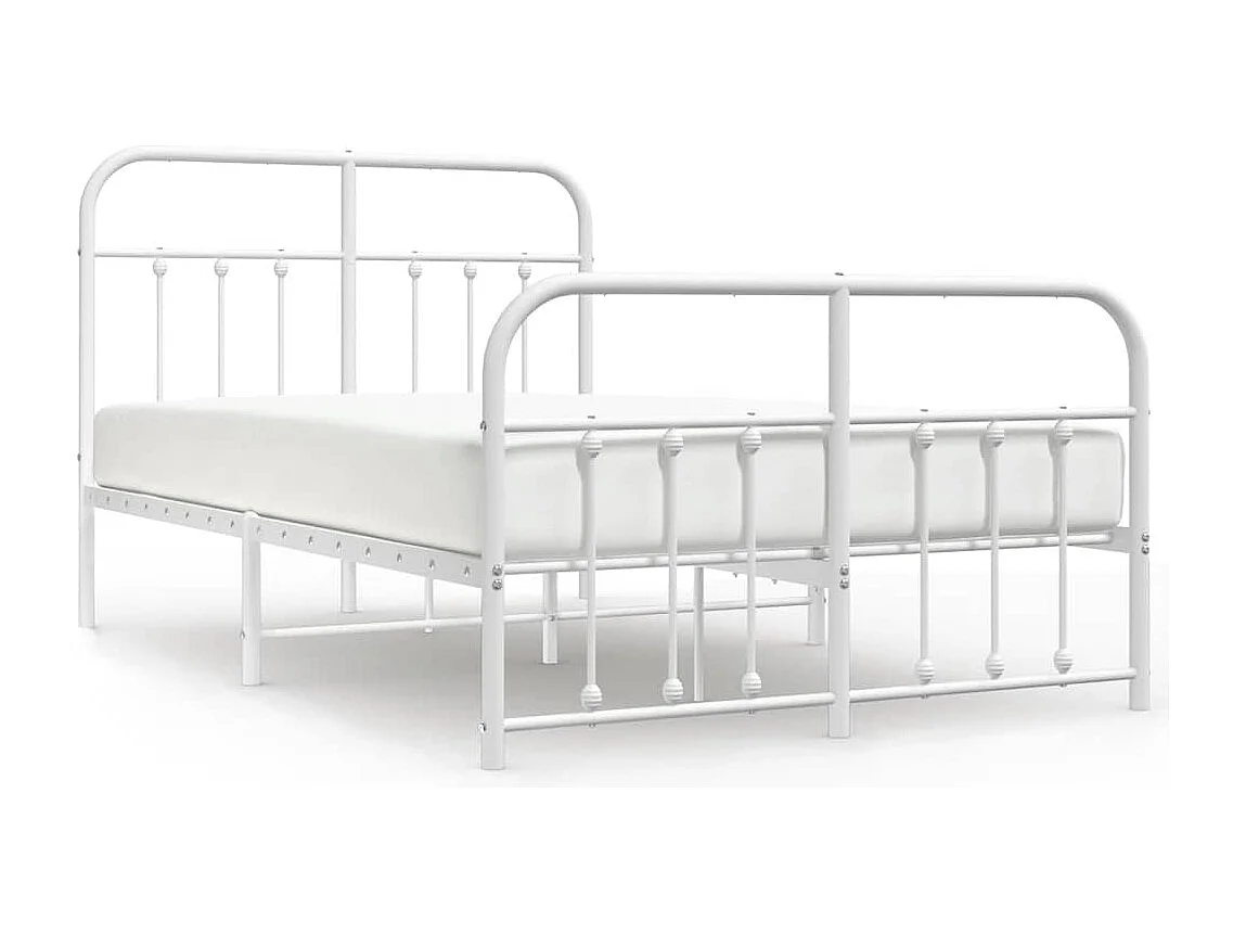 Bettgestell mit Kopf- und Fußteil Metall Weiß 120x200 cm