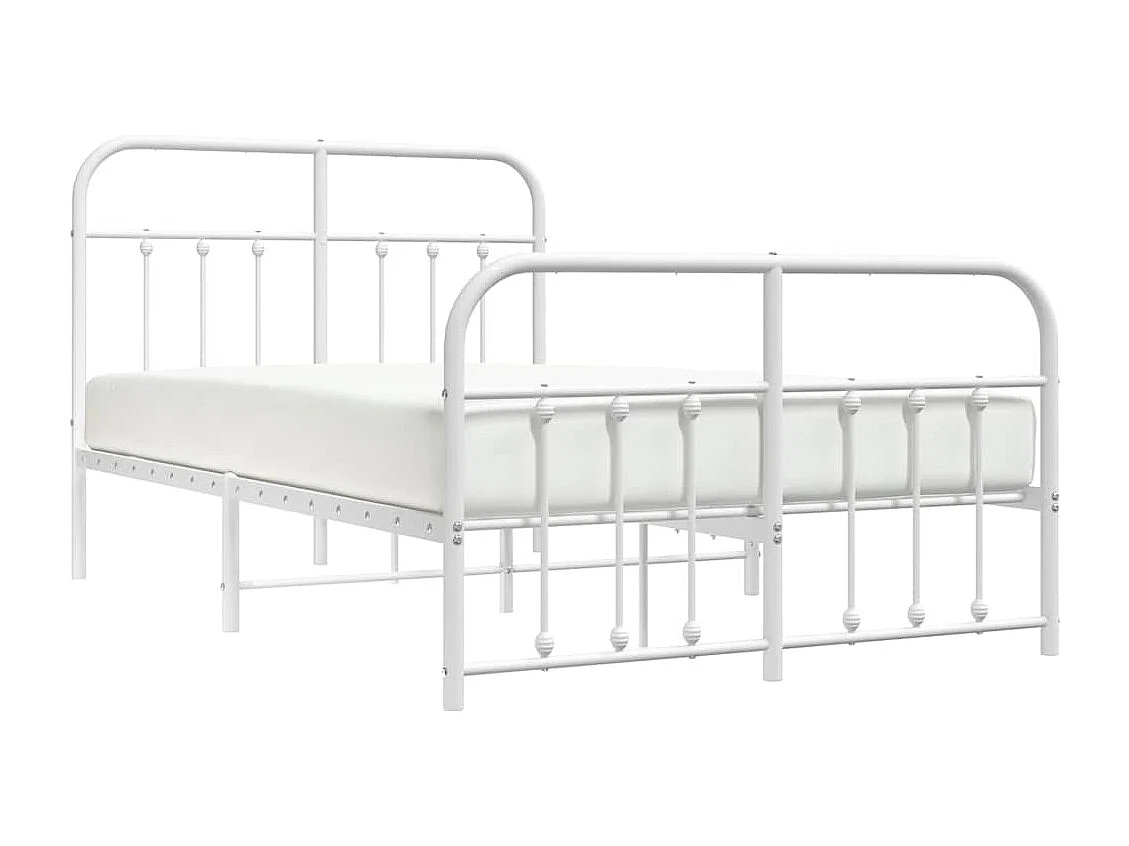 Bettgestell mit Kopf- und Fußteil Metall Weiß 120x200 cm