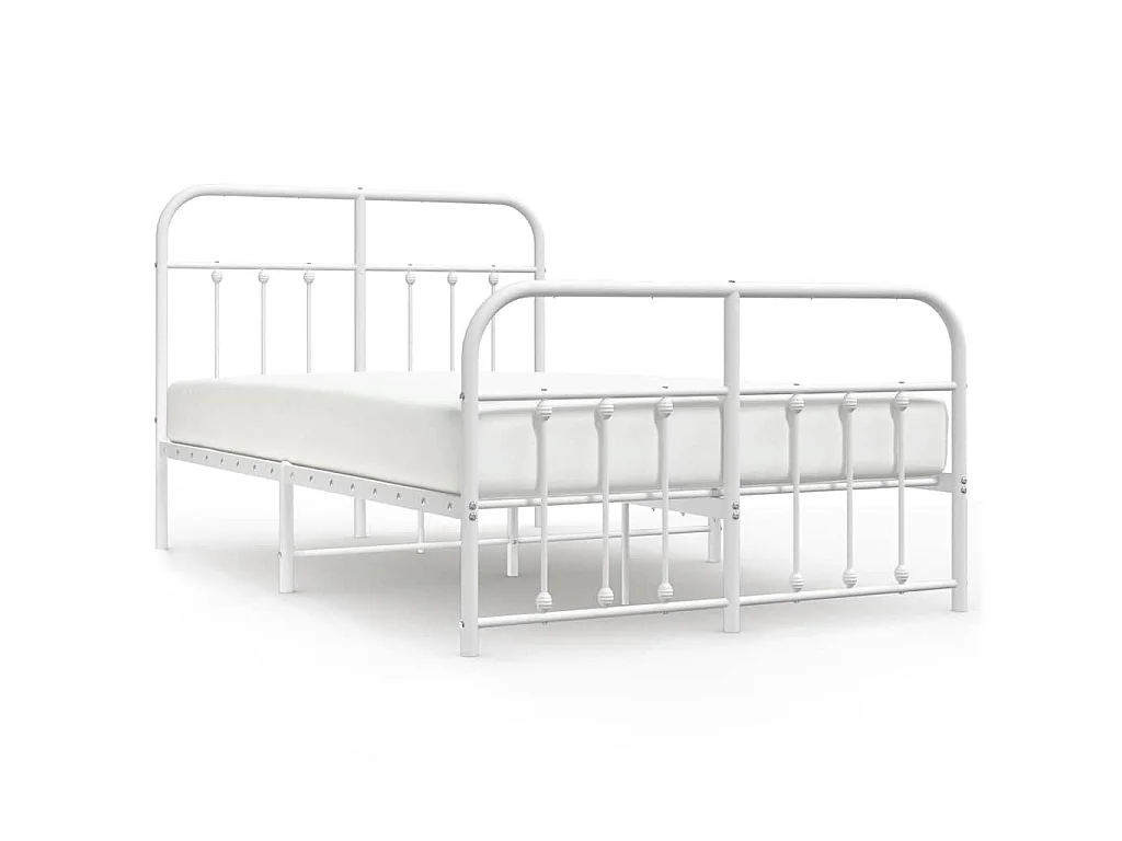 Bedframe met hoofd- en voeteneinde metaal wit 120x200 cm