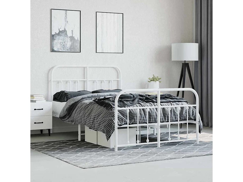 Bedframe met hoofd- en voeteneinde metaal wit 120x200 cm