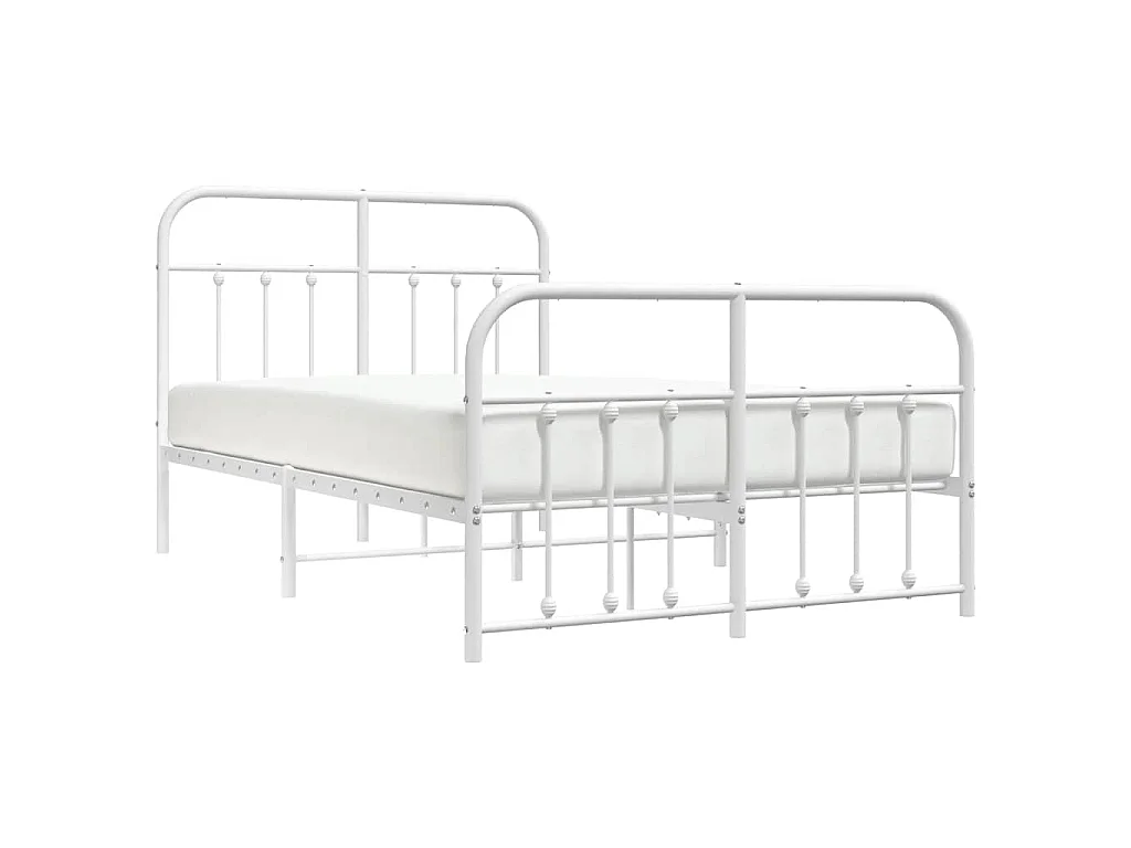 Bedframe met hoofd- en voeteneinde metaal wit 120x200 cm