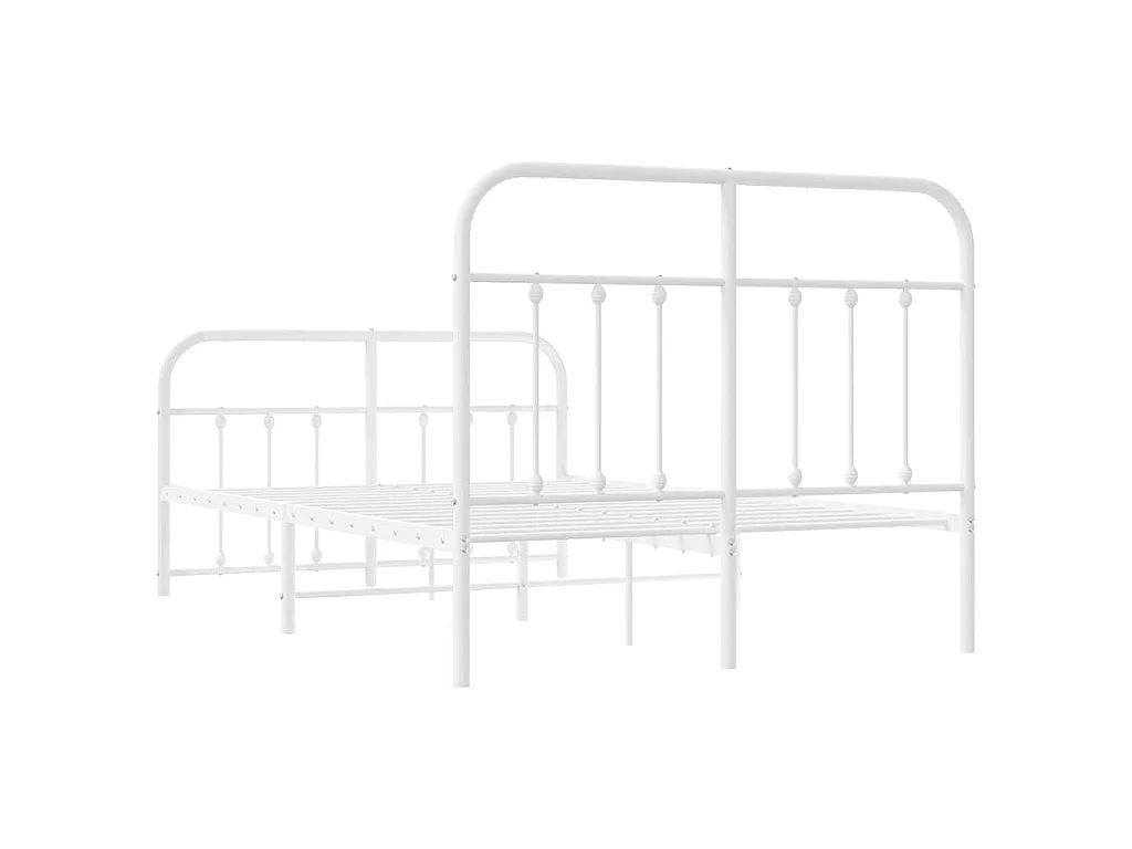 Cadre de lit métal sans matelas et pied de lit blanc 120x200 cm