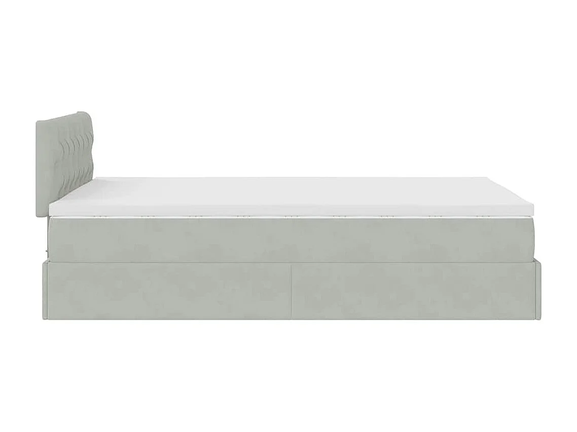 Cadre de lit ottoman et matelas gris clair 120x200 cm velours