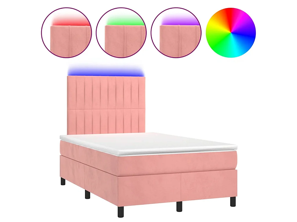 Boxspringbett mit Matratze & LED Rosa 120x190 cm Samt