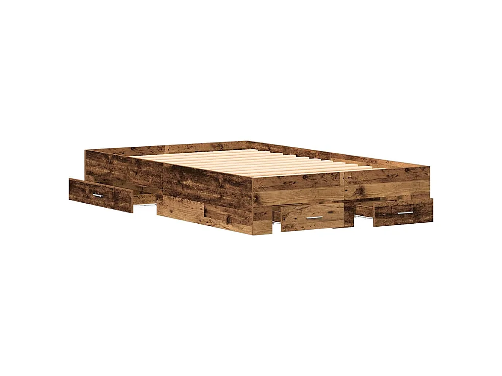 Bedframe met lade met opslag Oud Hout 120 x 190 cm Bewerkt hout