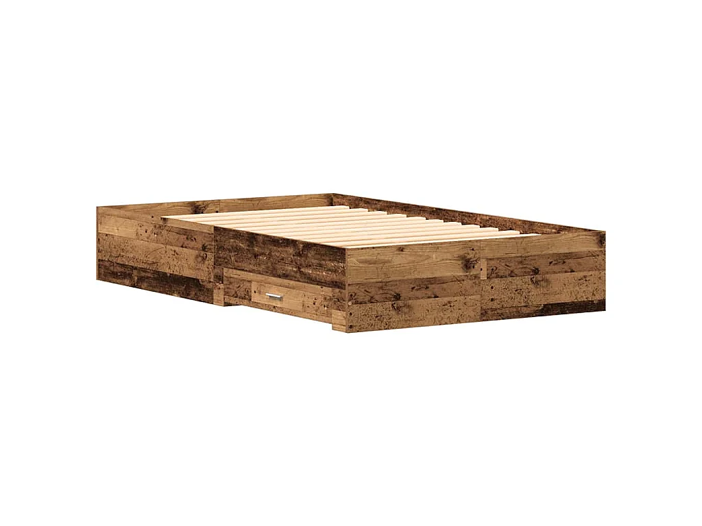 Bedframe met lade met opslag Oud Hout 120 x 190 cm Bewerkt hout