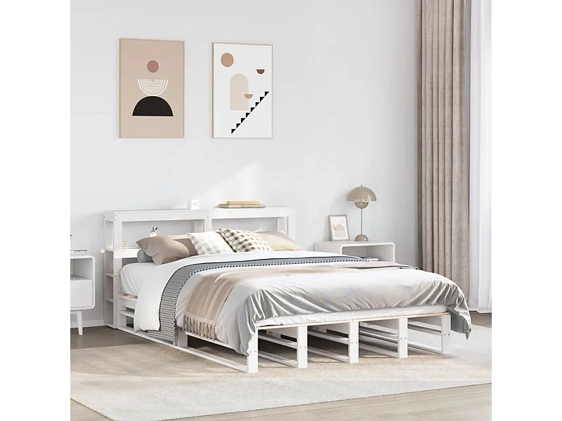Bedframe zonder matras massief grenenhout wit 120x190 cm
