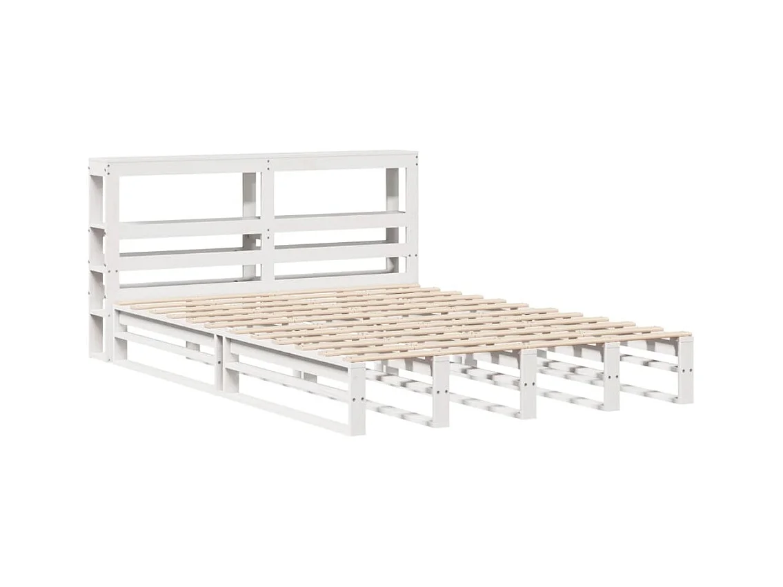 Bedframe zonder matras massief grenenhout wit 120x190 cm