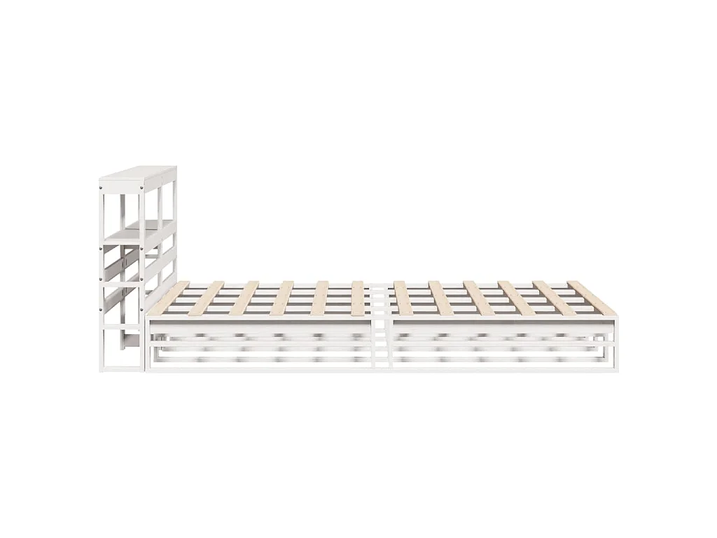 Giroletto con Testiera Bianco 120x190 cm Legno Massello di Pino