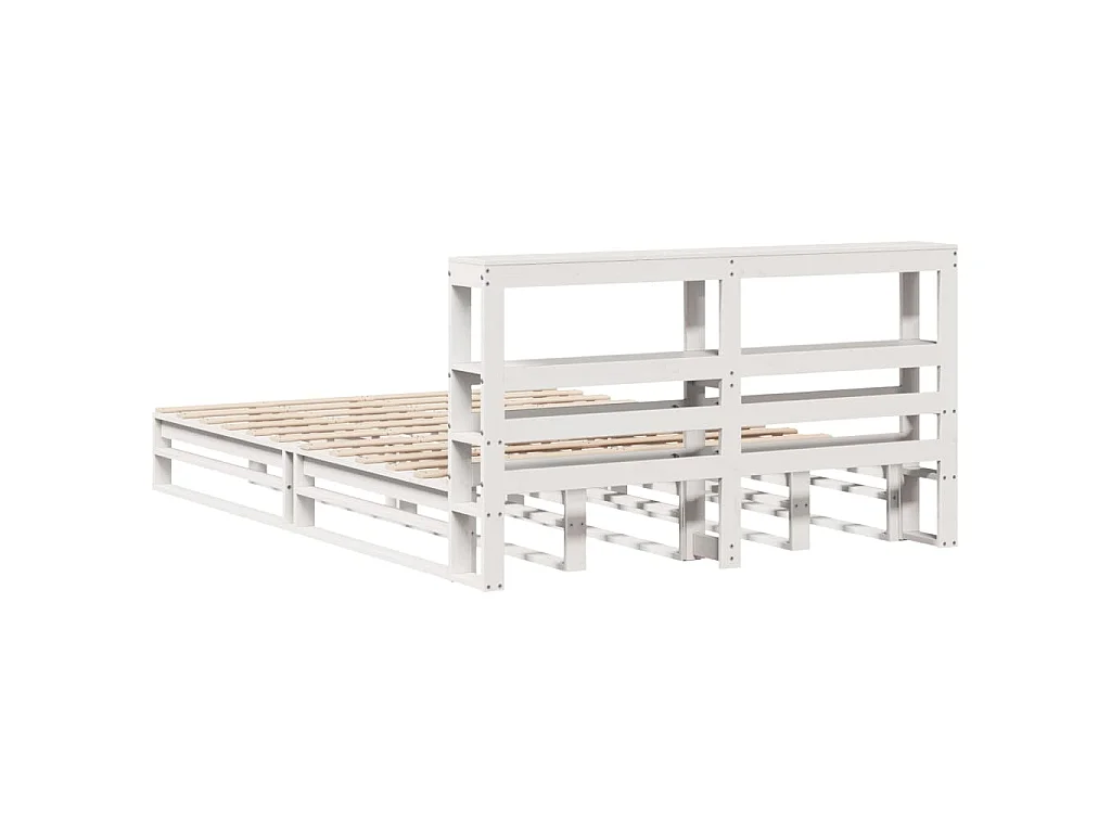 Giroletto con Testiera Bianco 120x190 cm Legno Massello di Pino