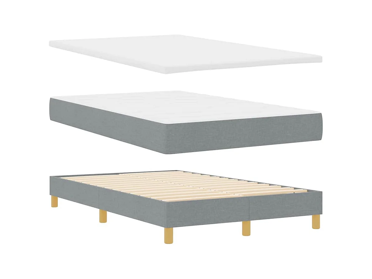 Lit boxspring avec matelas Gris clair 120 x 190 cm tissu