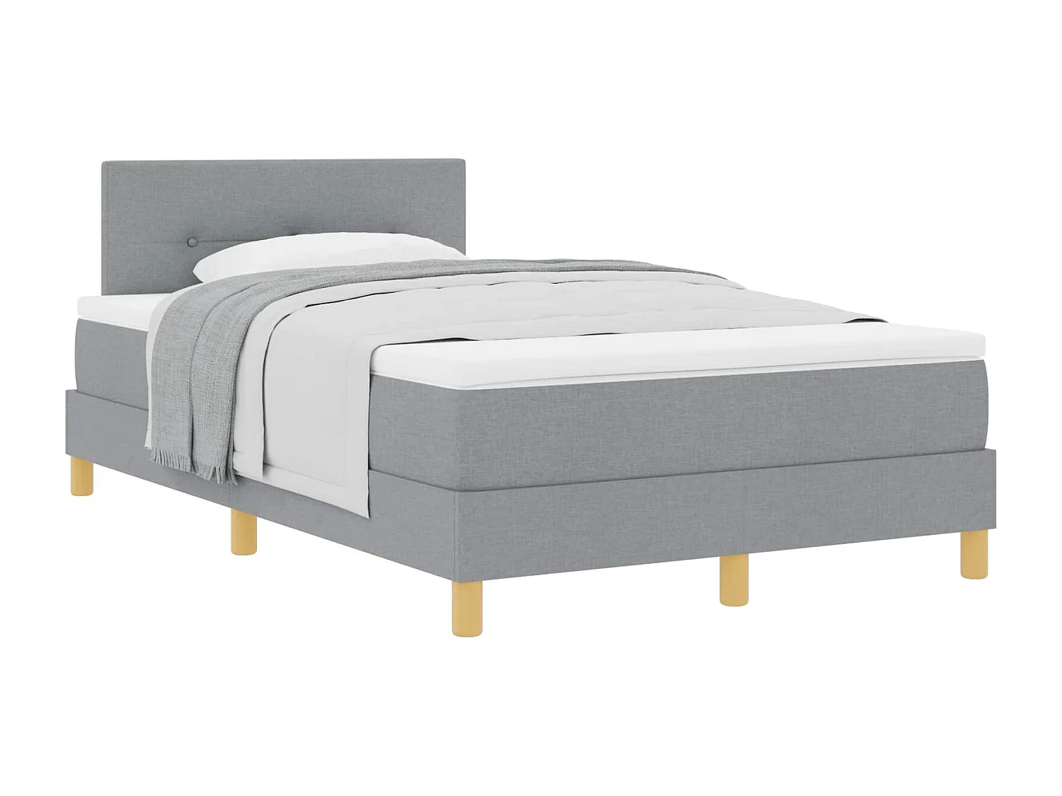 Boxspringbett mit Kissen Hellgrau 120 x 190 cm Stoff