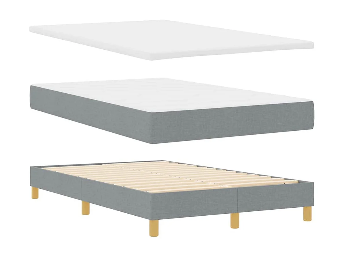 Boxspringbett mit Kissen Hellgrau 120 x 190 cm Stoff