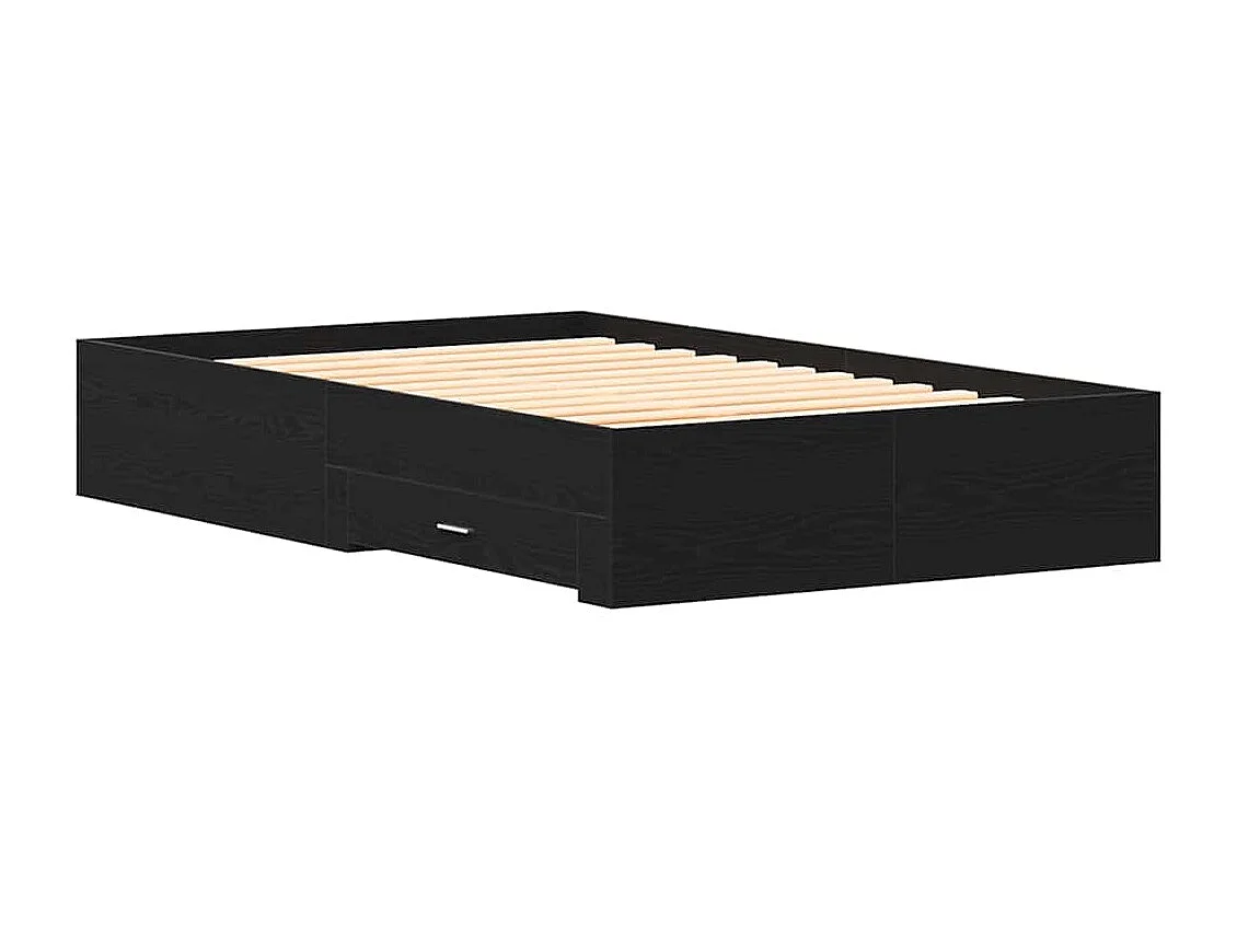 Bettgestell mit Schubladen Schwarz Eichen-Optik 120 x 190 cm