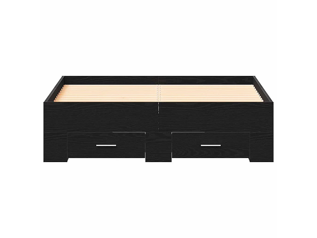 Bedframe met lade Zwart Eiken 120 x 190 cm Bewerkt hout