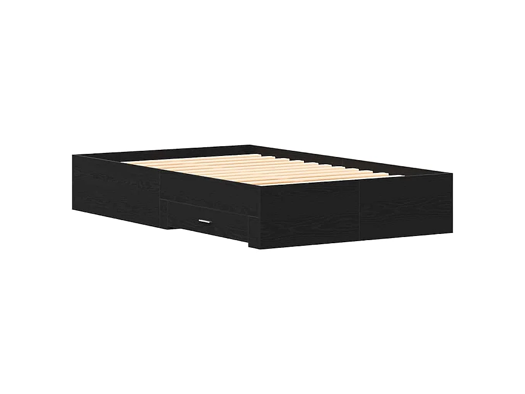 Bedframe met lade Zwart Eiken 120 x 190 cm Bewerkt hout