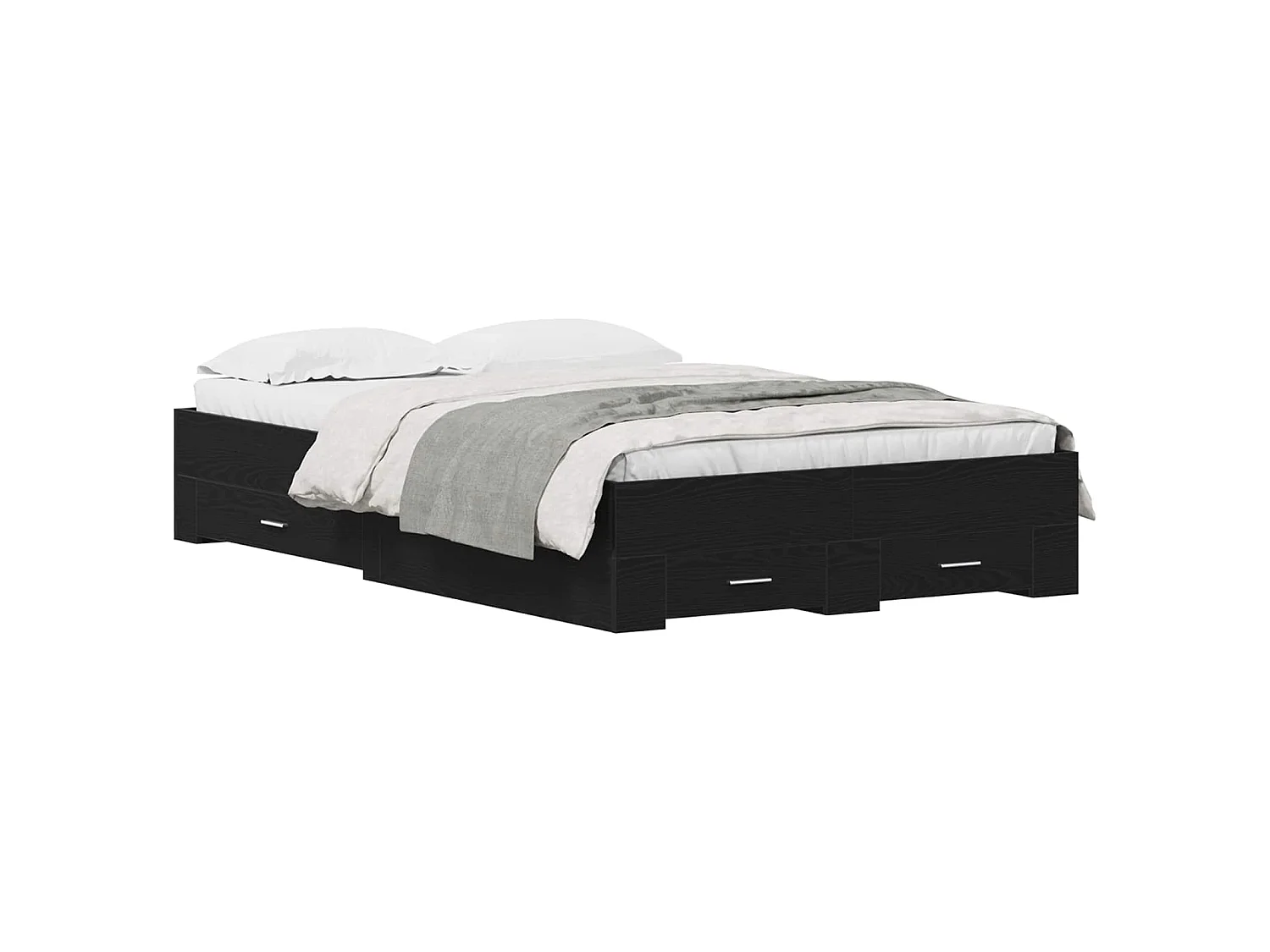 Bedframe met lade Zwart Eiken 120 x 190 cm Bewerkt hout