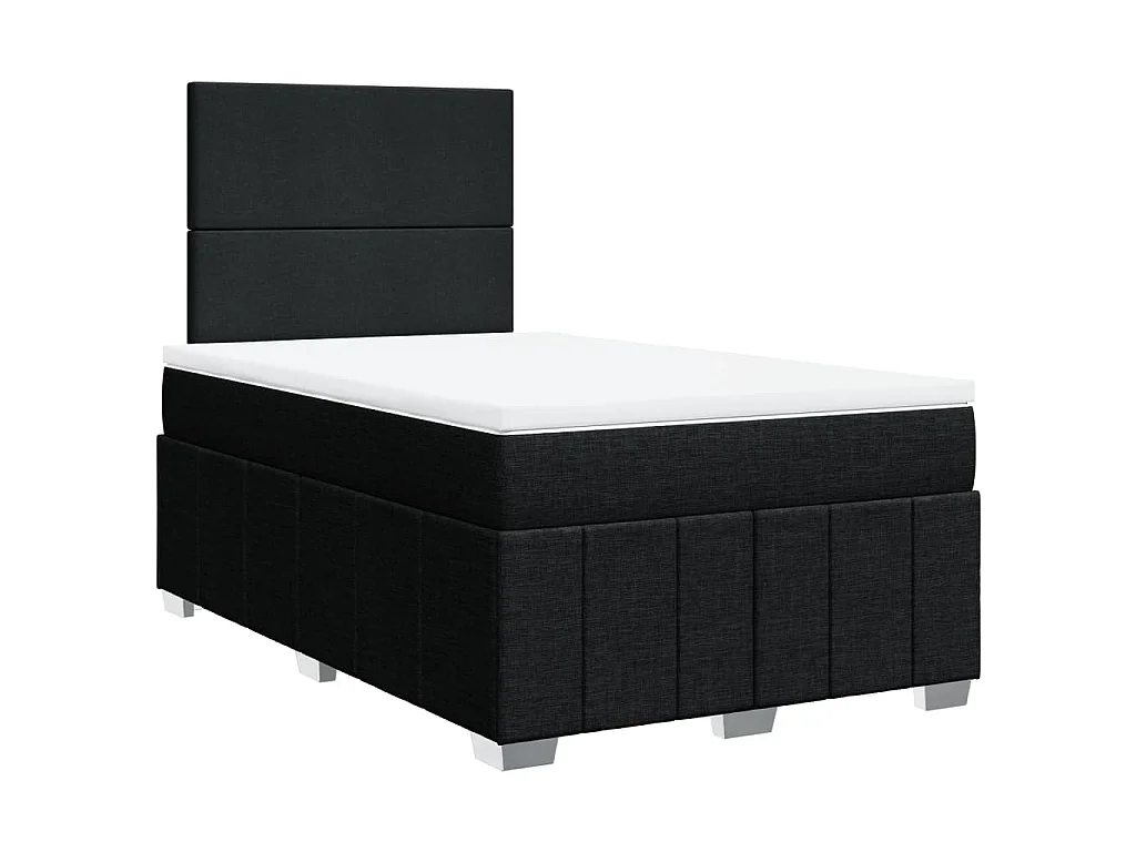 Cama box spring con colchón tela negro 120x190 cm