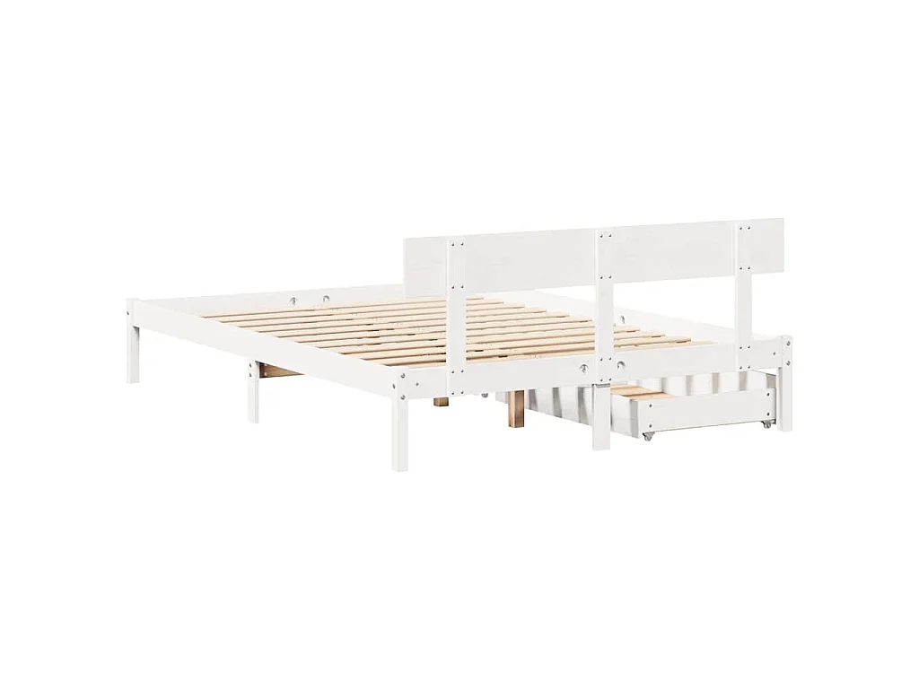 Cadre de lit sans matelas blanc 120x190 cm bois de pin massif