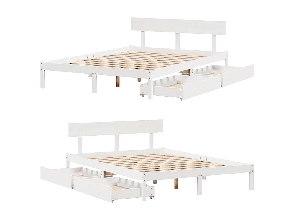 Cadre de lit sans matelas blanc 120x190 cm bois de pin massif