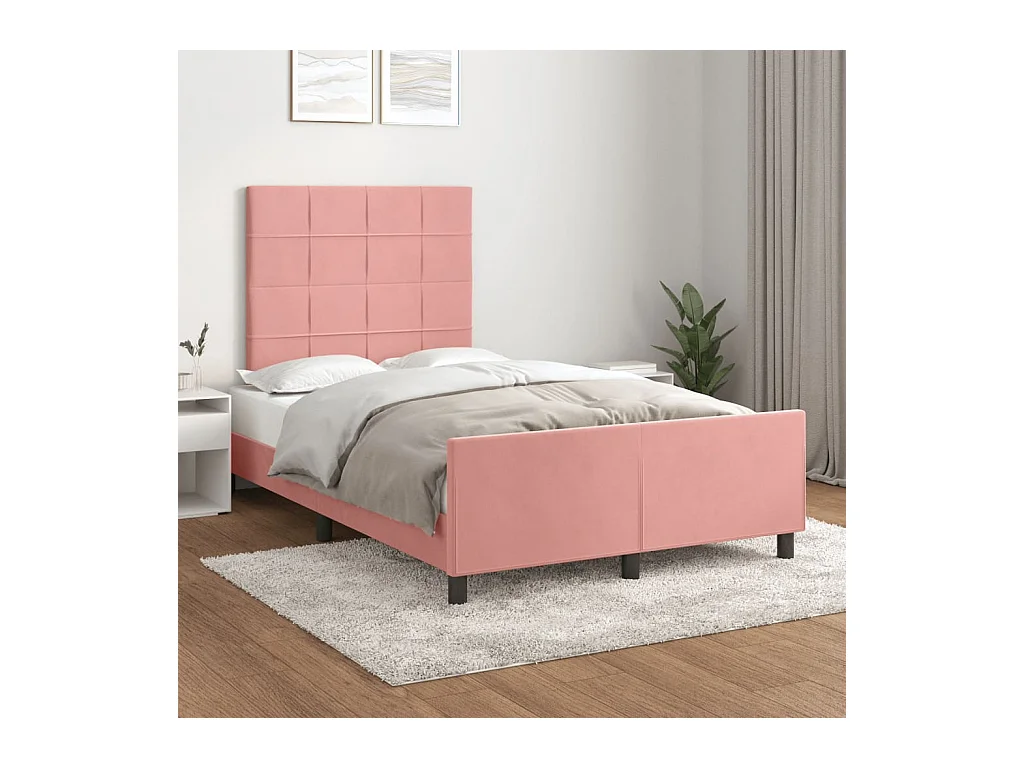 Cadre de lit sans matelas rose 120x190 cm velours