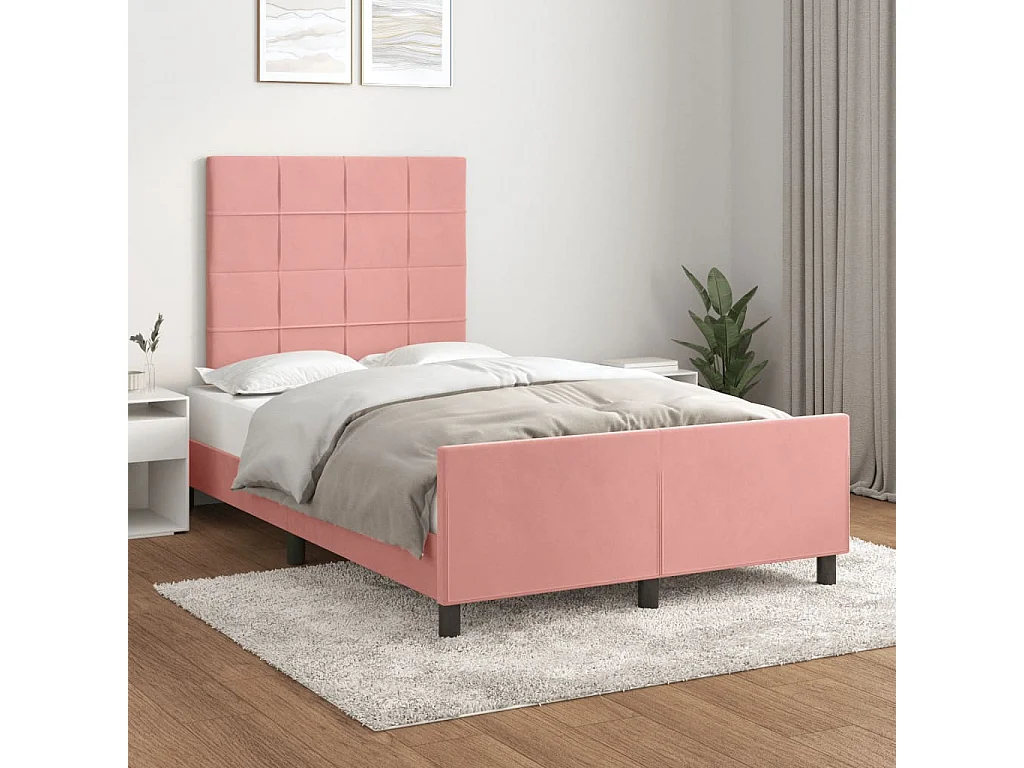 Cadre de lit sans matelas rose 120x190 cm velours