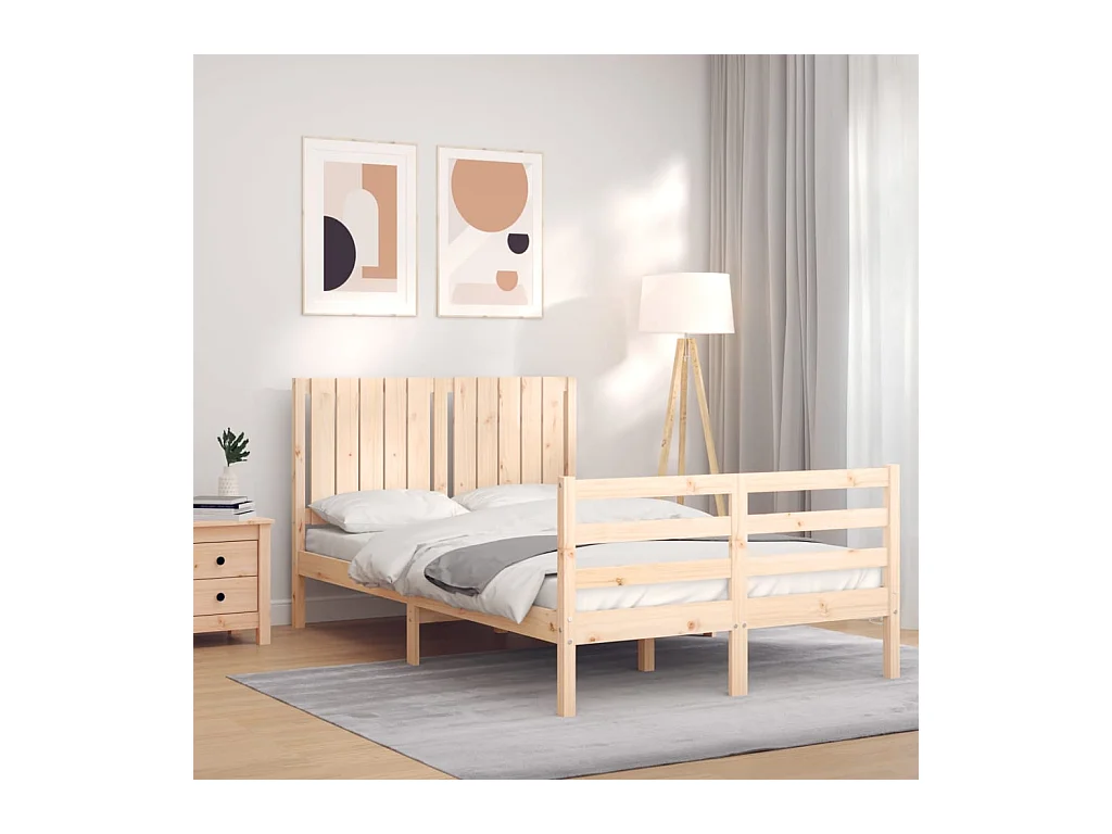 Estructura de cama con cabecero madera maciza 120x200 cm