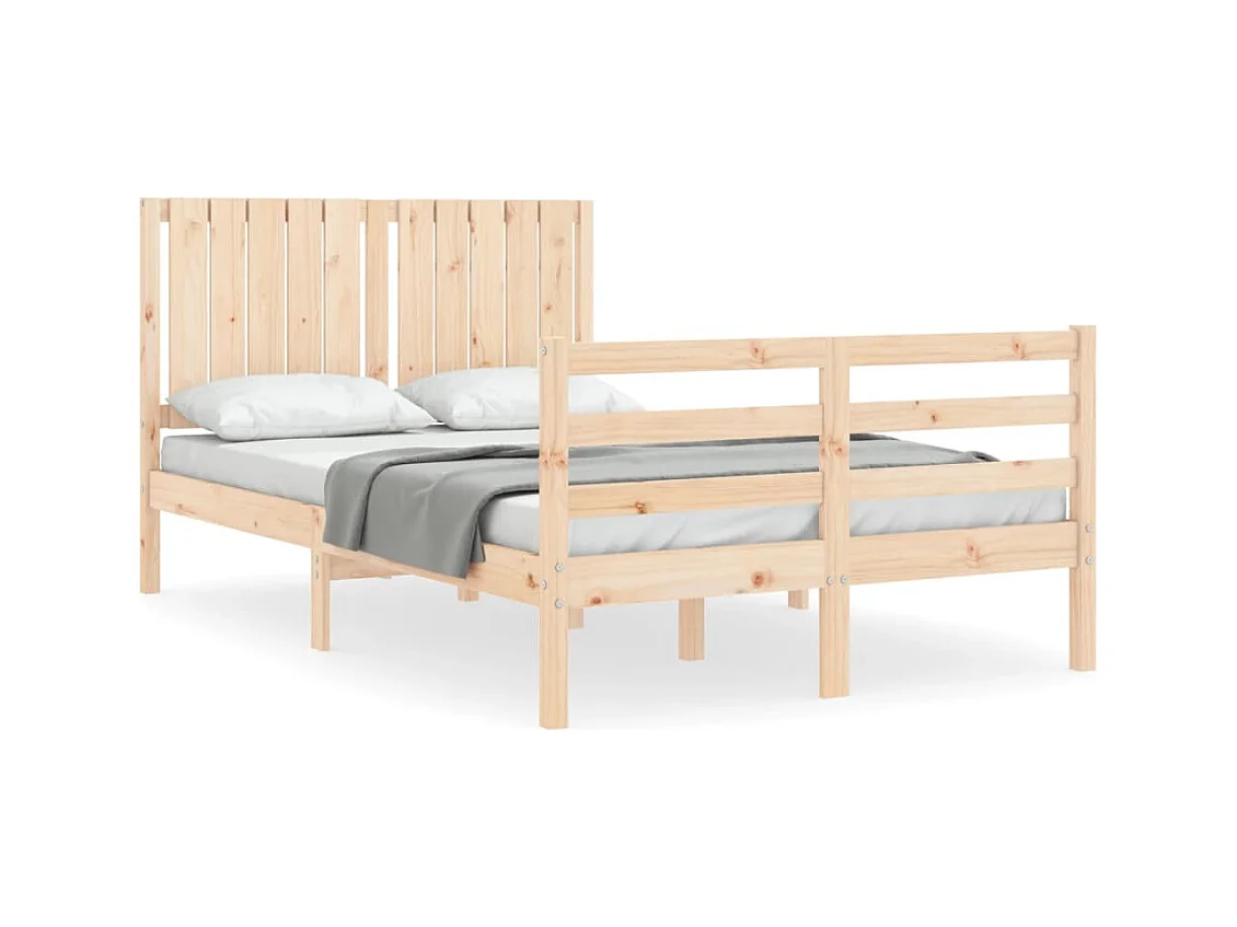 Estructura de cama con cabecero madera maciza 120x200 cm