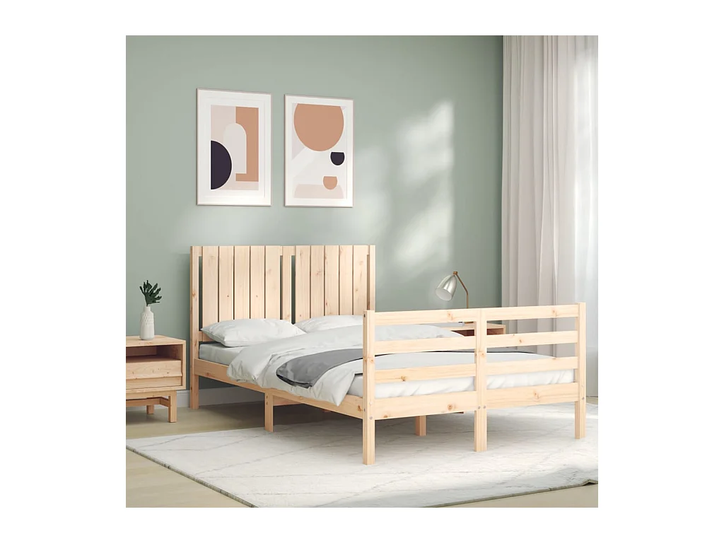 Estructura de cama con cabecero madera maciza 120x200 cm
