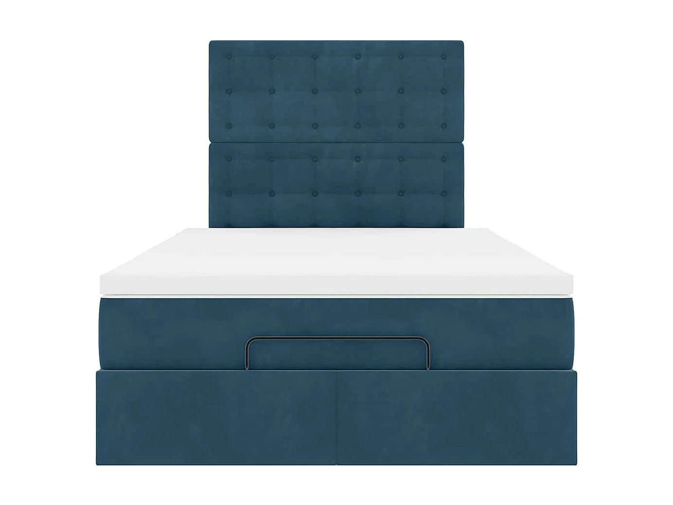 Cadre de lit ottoman avec matelas bleu foncé 120x190 cm velours
