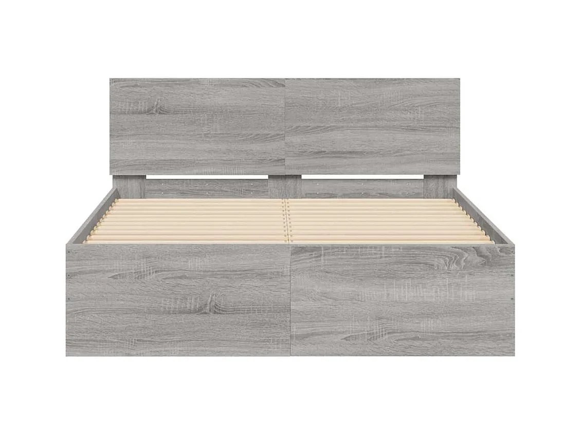 Cadre de lit avec tête de lit et LED sonoma gris 120x190 cm