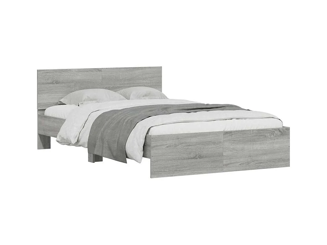 Cadre de lit avec tête de lit et LED sonoma gris 120x190 cm