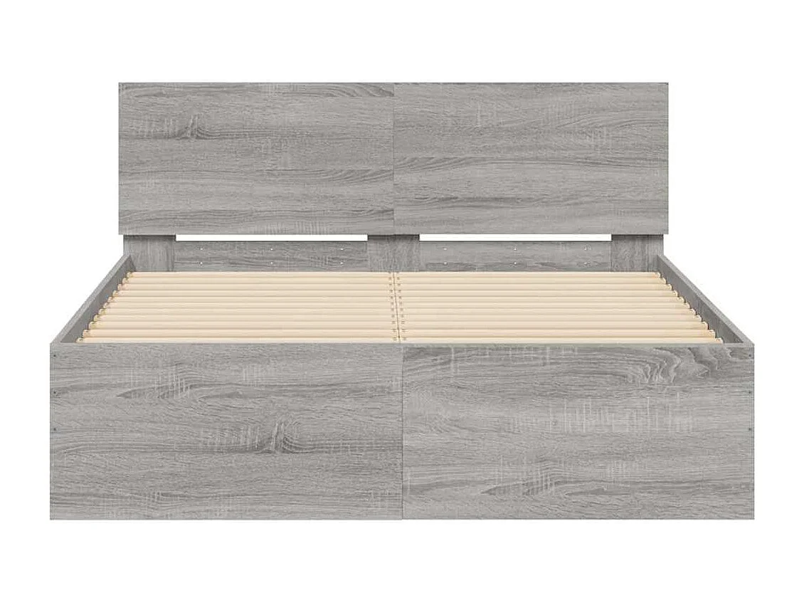 Cadre de lit avec tête de lit et LED sonoma gris 120x190 cm