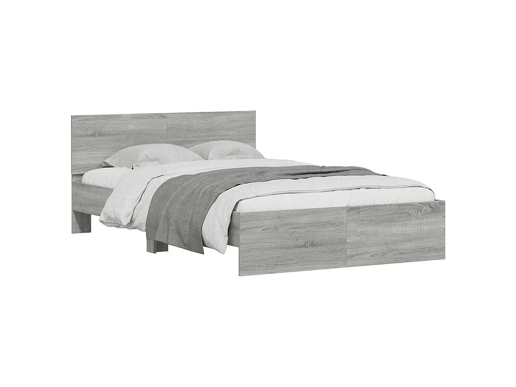Bedframe met hoofdeinde en LED grijs sonoma eiken 120x190 cm