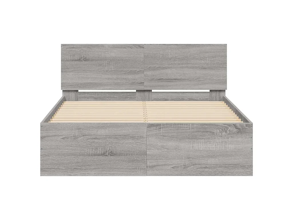 Bedframe met hoofdeinde en LED grijs sonoma eiken 120x190 cm