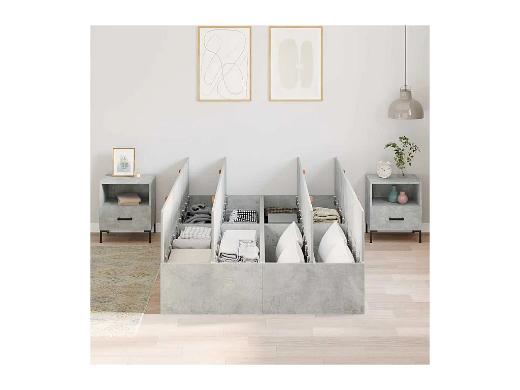 Cadre de lit Gris béton 120 x 200 cm Bois d'ingénierie