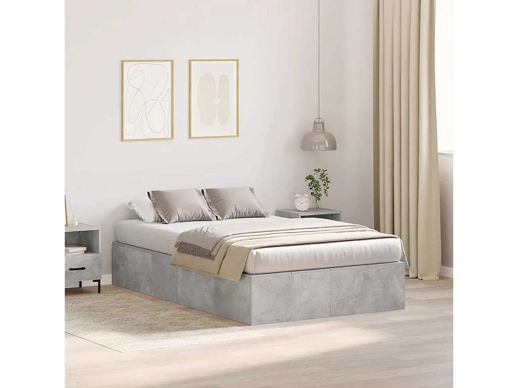 Cadre de lit avec rangement Gris béton 120 x 200 cm