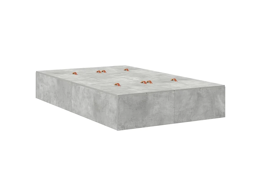 Cadre de lit avec rangement Gris béton 120 x 200 cm