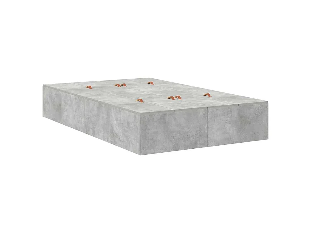 Cadre de lit avec rangement Gris béton 120 x 200 cm