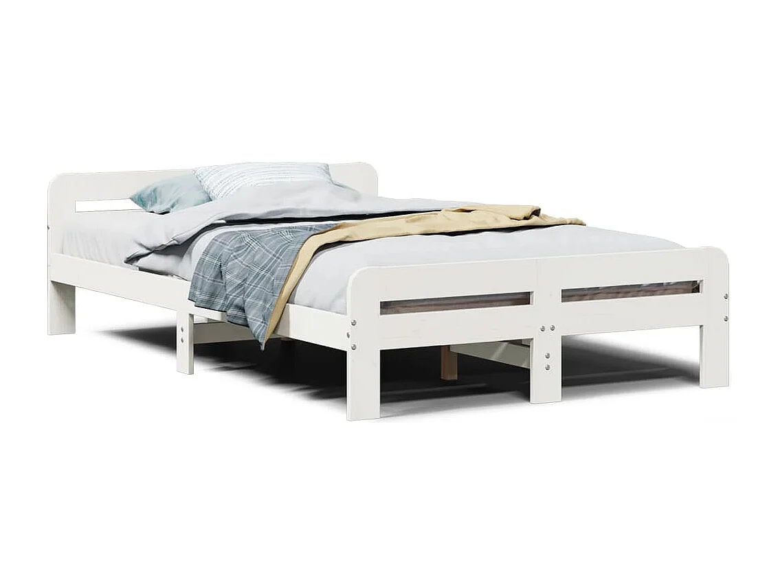Cadre de lit sans matelas blanc 120x190 cm bois de pin massif