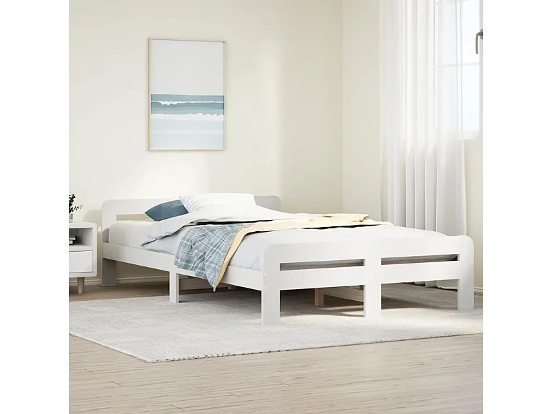 Letto senza Materasso Bianco 120x190 cm Legno Massello di Pino