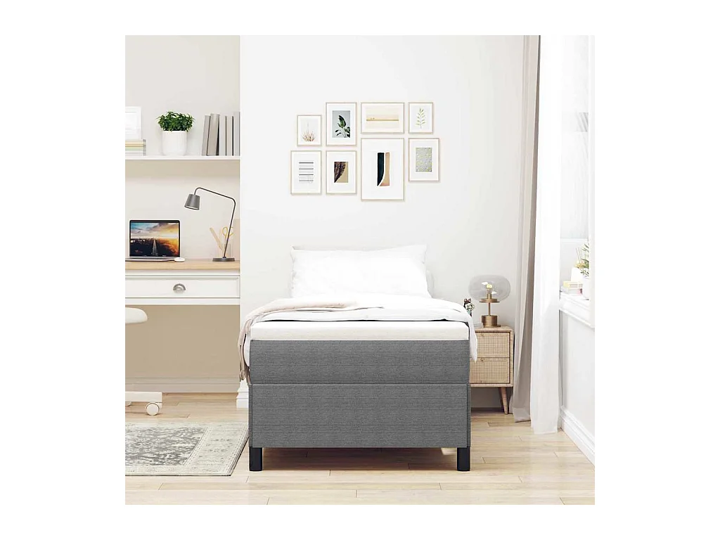 Cadre de lit Gris clair 100 x 200 cm Tissu en velours côtelé