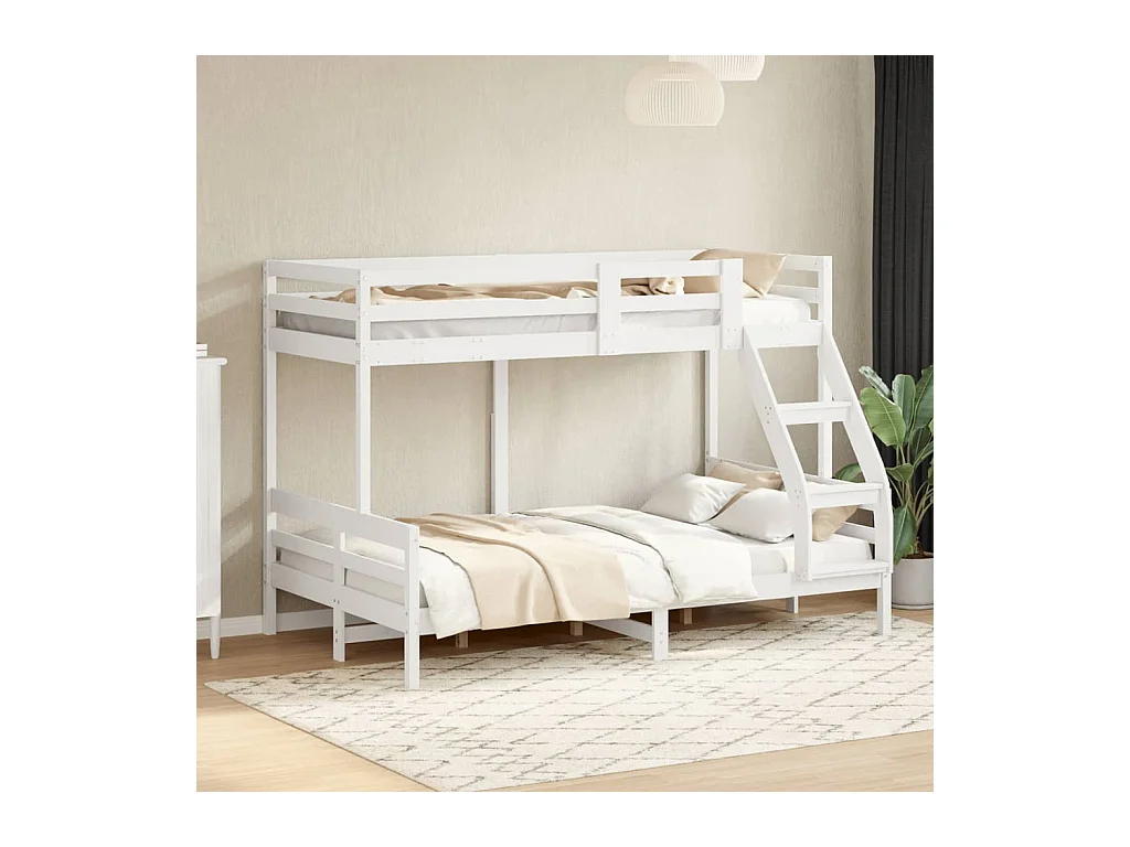 Etagenbett 90x200/120x200 cm Weiß Massivholz Kiefer
